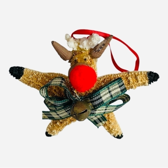 Christmas Ornament Rudolph Starfish Shells Ornament Rudolph Reindeer Xmas Decor - Picture 2 of 4